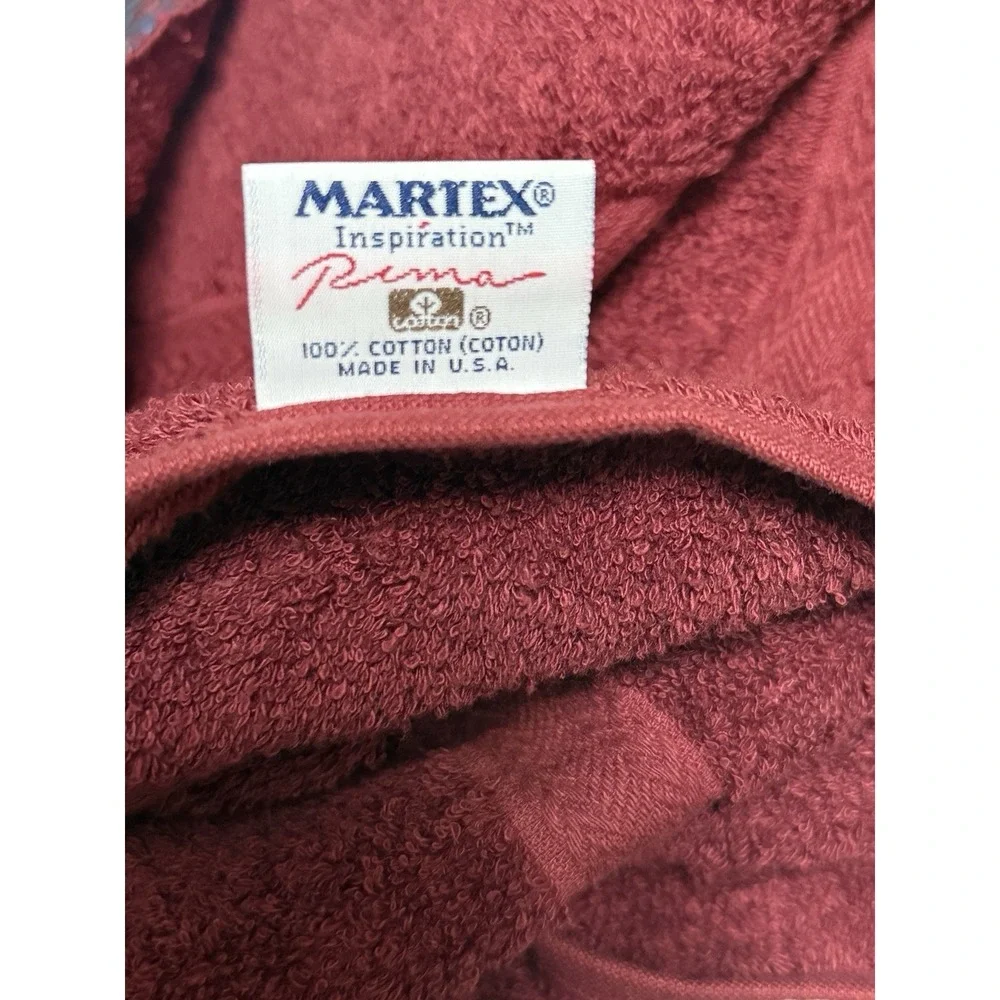 Martex Vtg Towel Set Pleated Paisley Burgundy Bath Hand Floral Cottage‎ 80s 90s